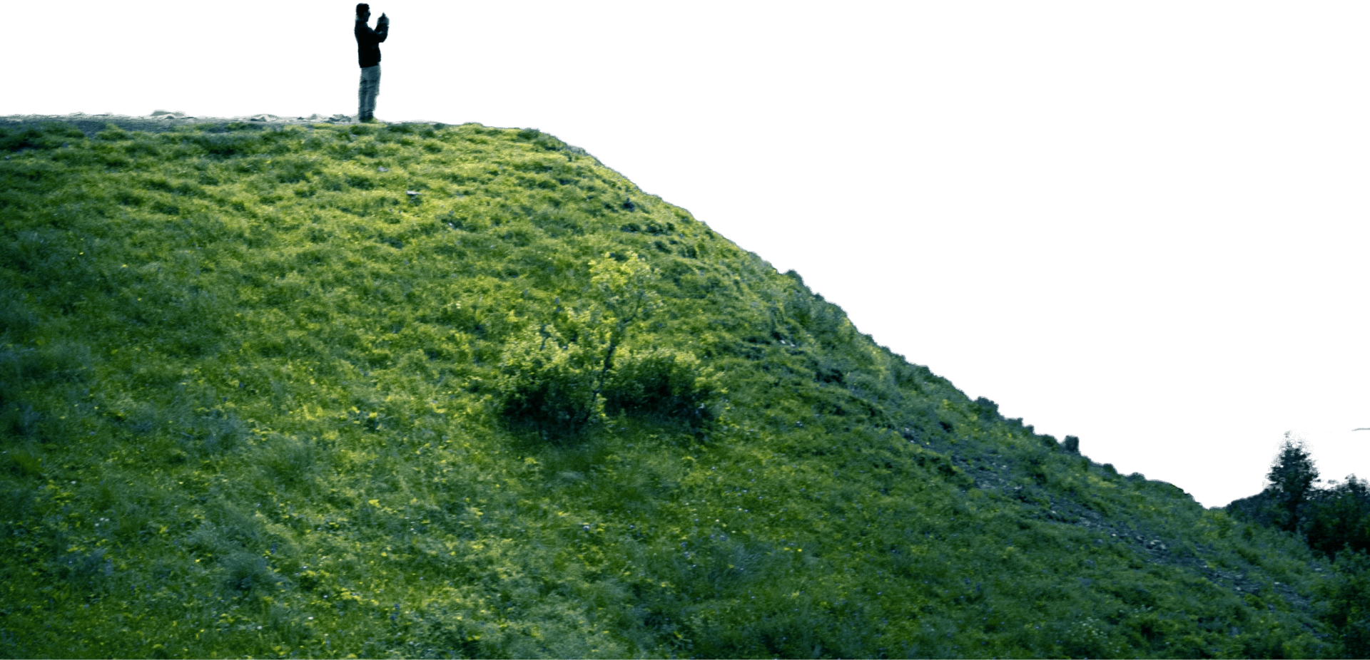 Hiker standing on a rock